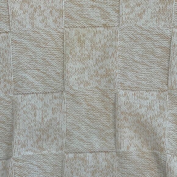 Vintage 90s Roundtree & Yorke Cream Checkered 3D Knit Sweater - Men's Size XL - Picture 2 of 6